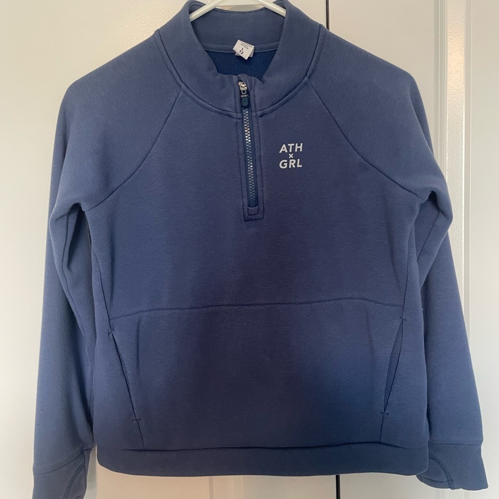 Athleta Girl Blue Quarter-Zip Sweatshirt, size 12